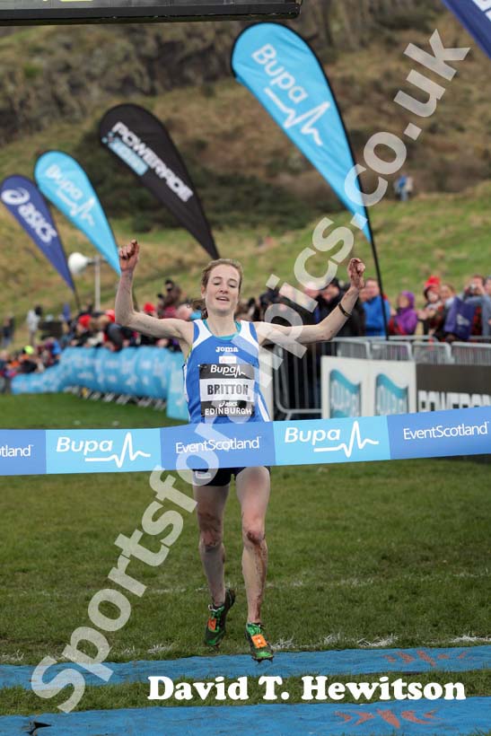 Fionnuala Britton wins the senior womens BUPA Great Edinburgh Cross country.